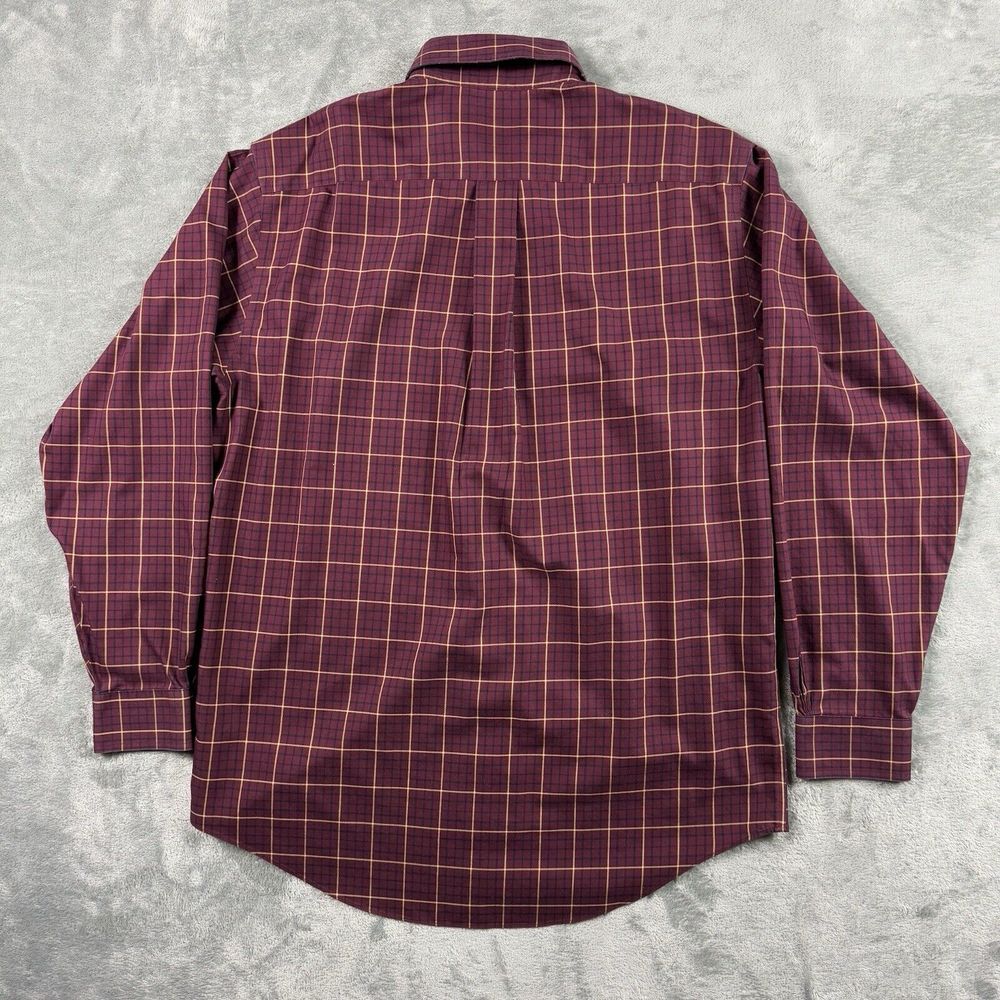 Brooks Brothers 346 Dress Shirt Men Medium Maroon Plaid Check Button-Down Preppy - Picture 5 of 12